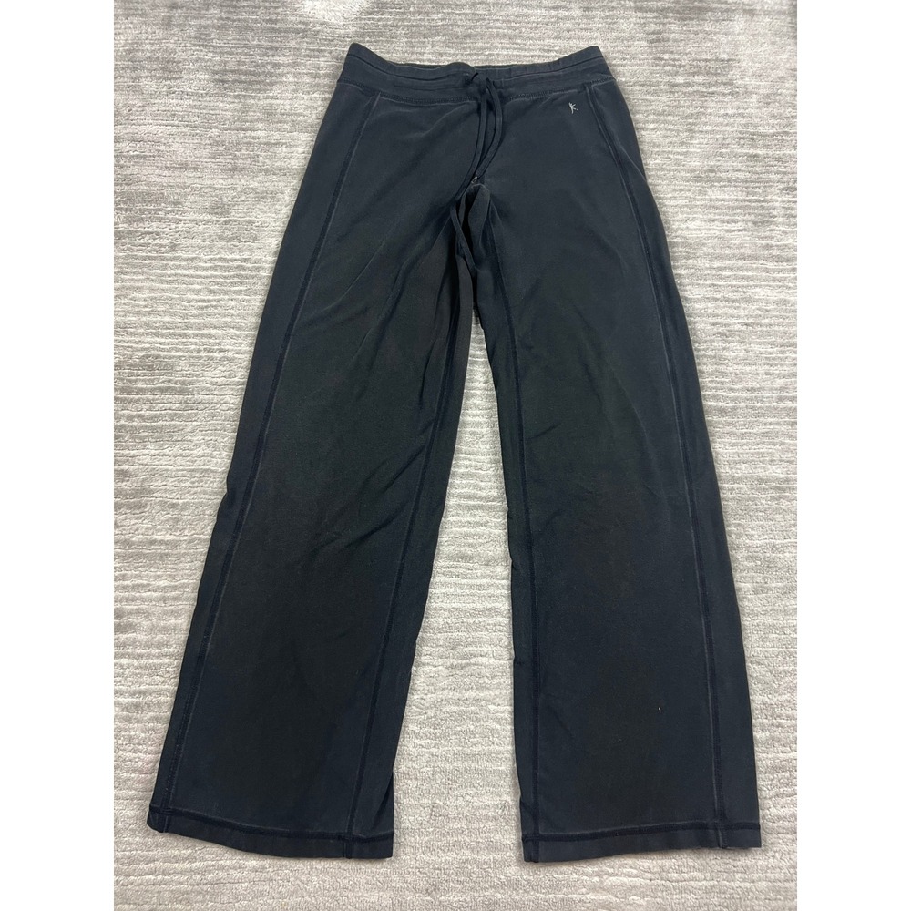 Danskin Now Yoga Pants Women XS Black Loose Fit Wide Leg Drawstring Cotton Blend
